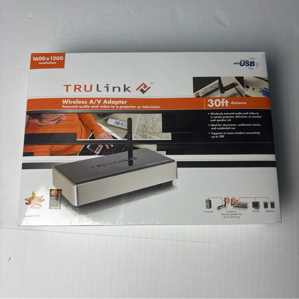 TruLink Wireless A/V Adapter 29599 Audio Video TV Projector Up To 30 Feet New